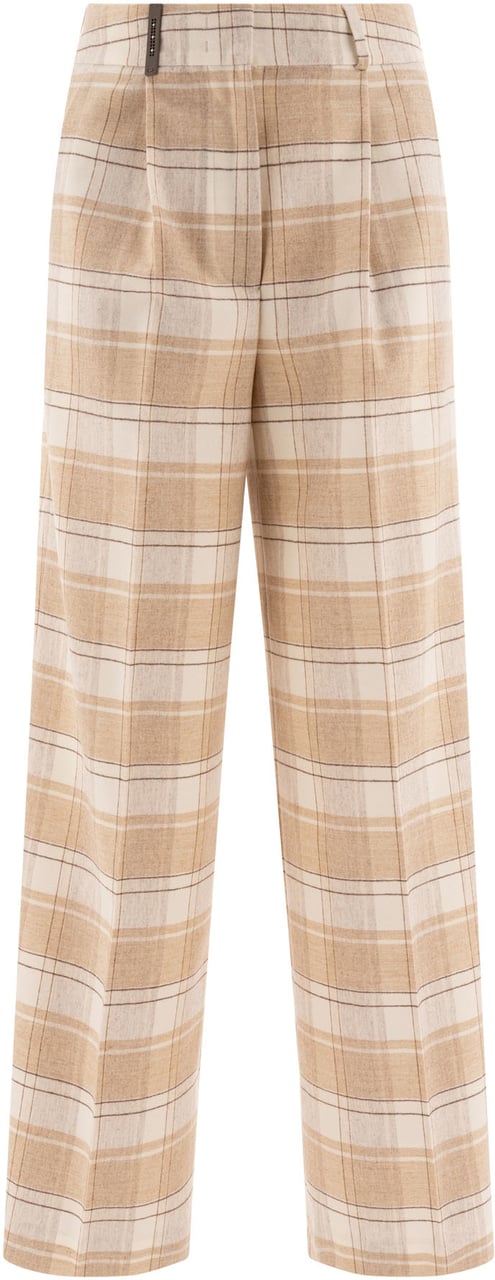 Peserico Check wool trousers Beige