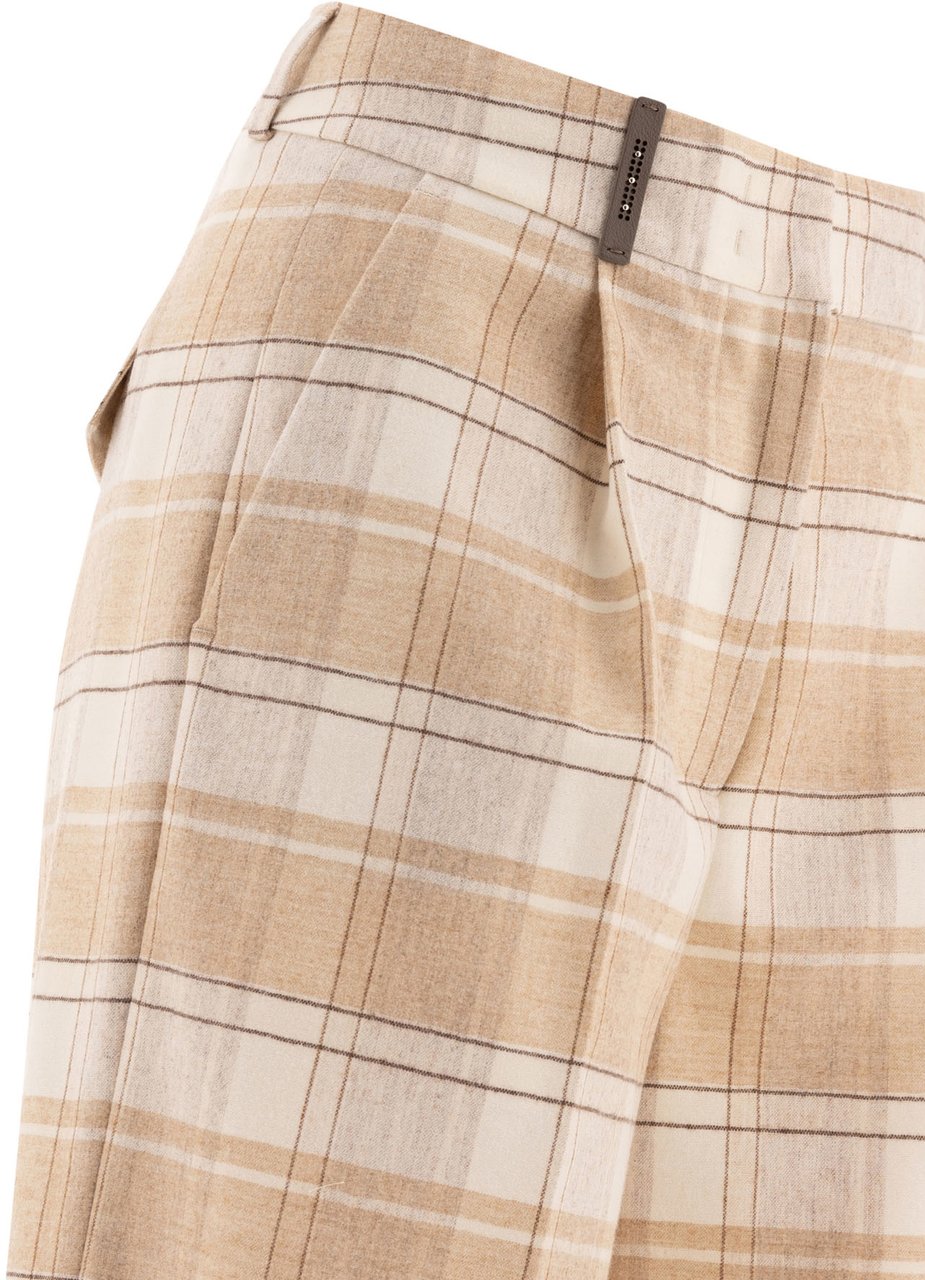 Peserico Check wool trousers Beige