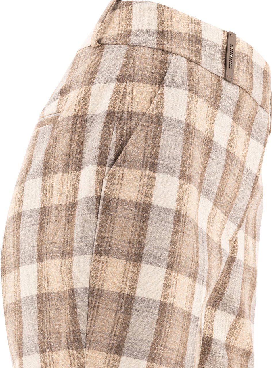 Peserico Check wool trousers Beige