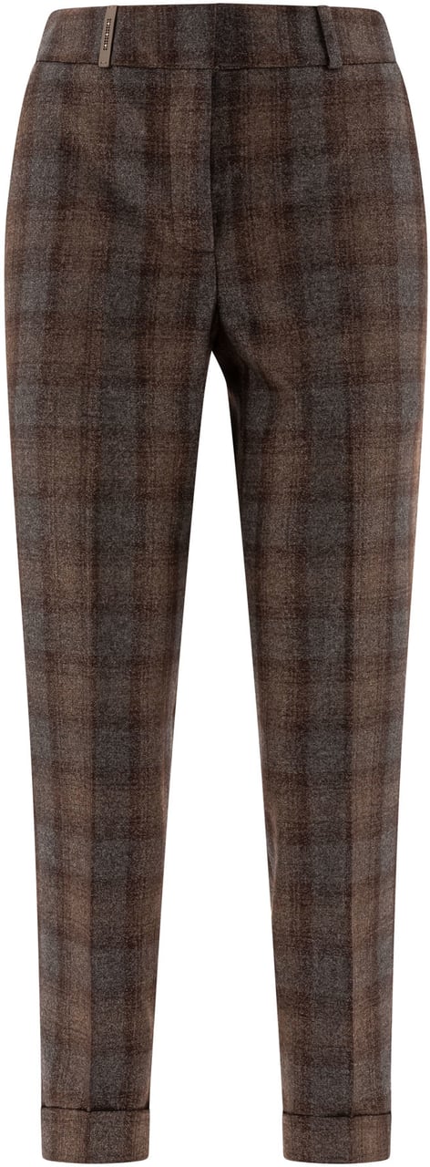 Peserico Check wool trousers Bruin