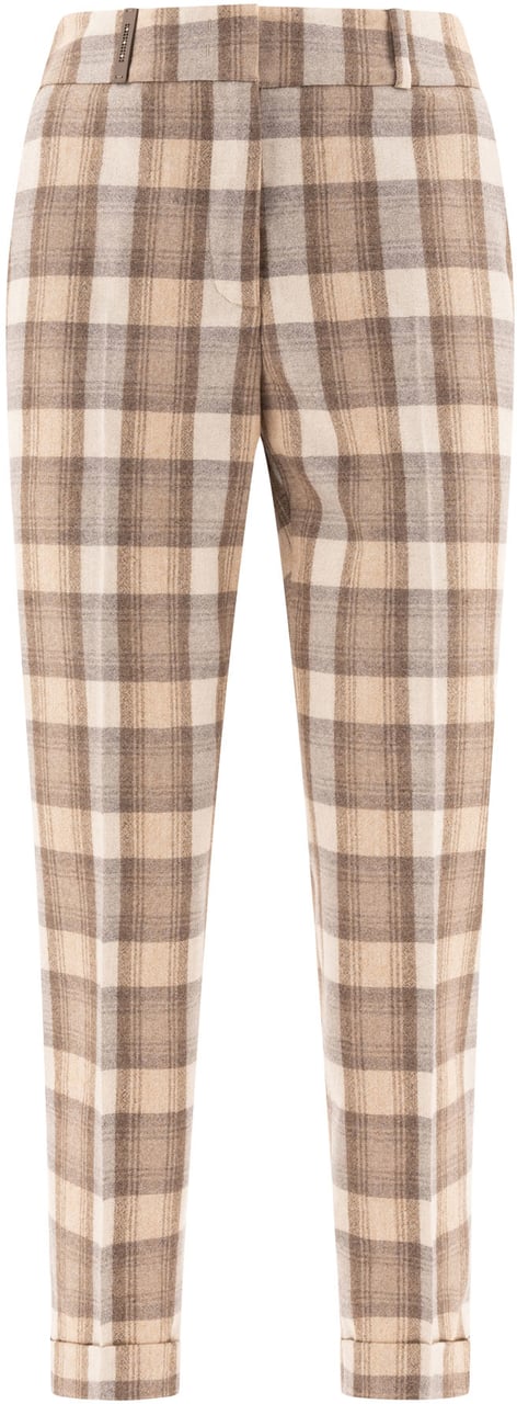 Peserico Check wool trousers Beige