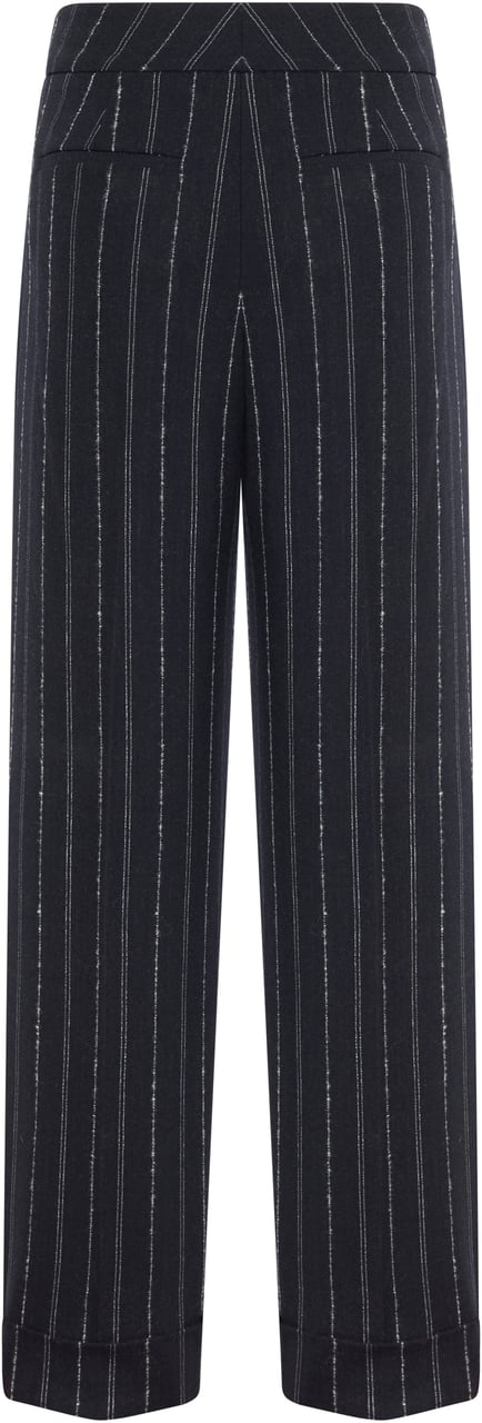 Peserico Dark gray pants with a striped pattern and wide leg. Grijs