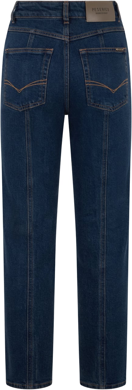 Peserico Dark blue denim pants with a straight fit. Blauw