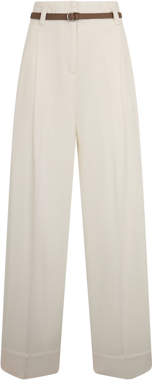 Peserico White cream pant with a straight and wide cut, ideal for a casual and refined look. Neutraal