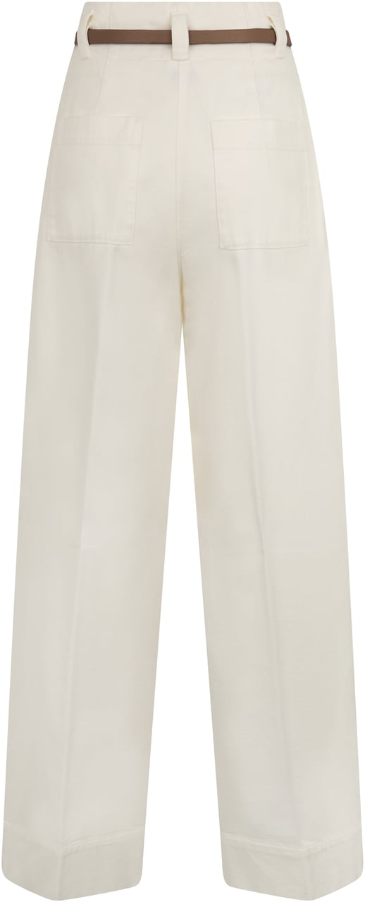Peserico White cream pant with a straight and wide cut, ideal for a casual and refined look. Neutraal