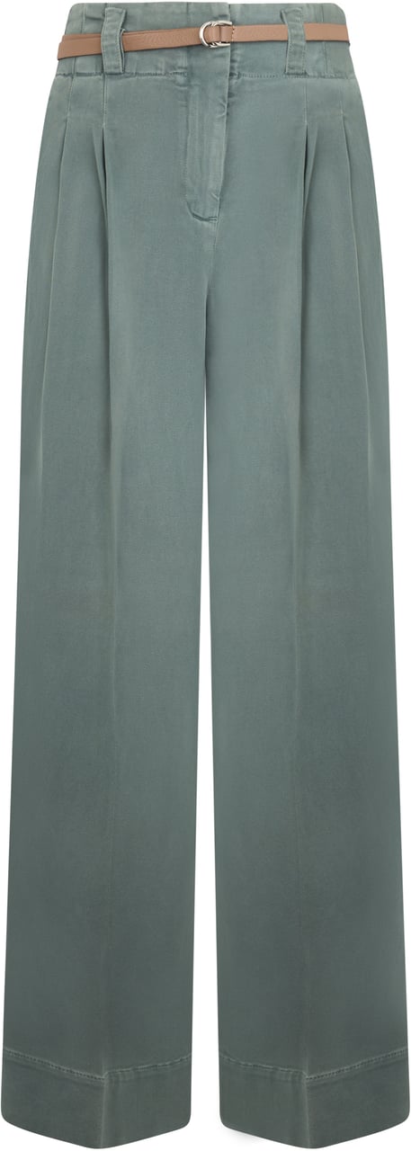 Peserico Petrol green trousers with a straight and loose cut, casual and versatile. Groen