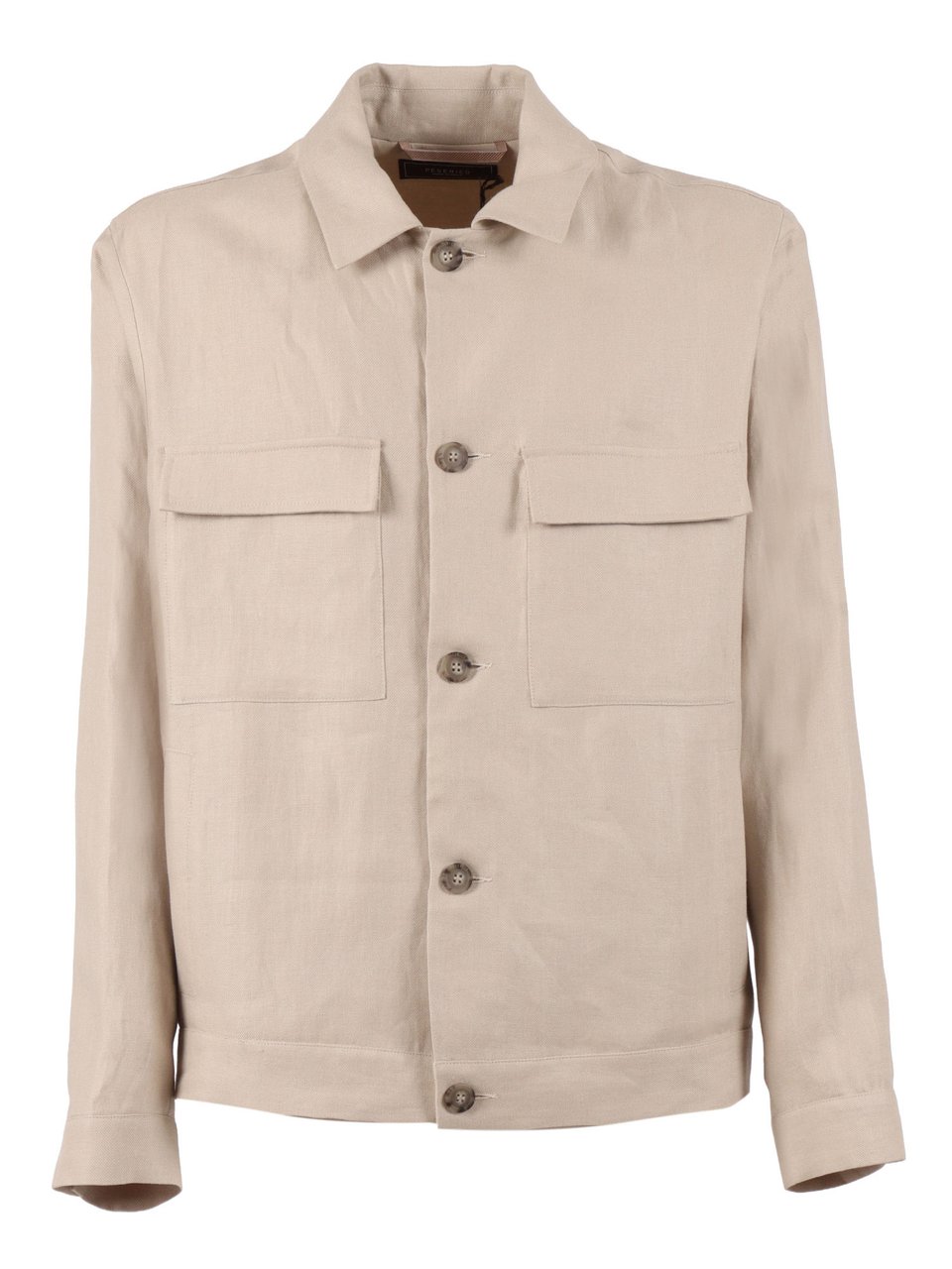 Peserico Boxy Linen Button Down Jacket Neutraal
