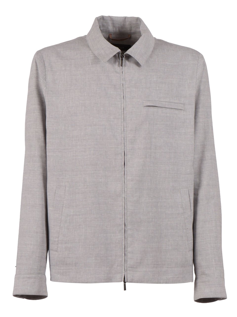 Peserico Linen Virgin Wool Minimalist Casual Jacket Grijs