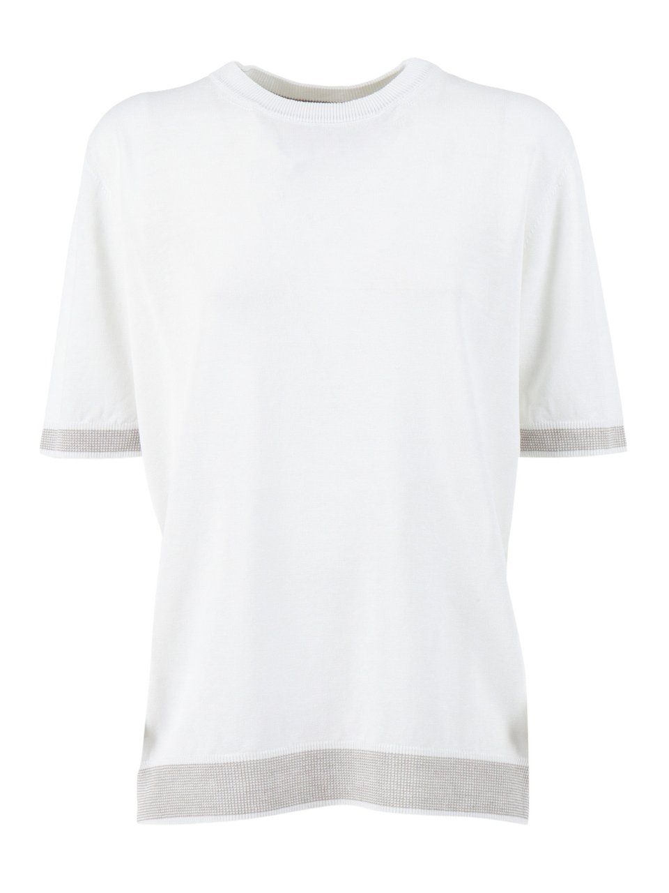 Peserico Minimalist Short Sleeve Linen Sweater Wit