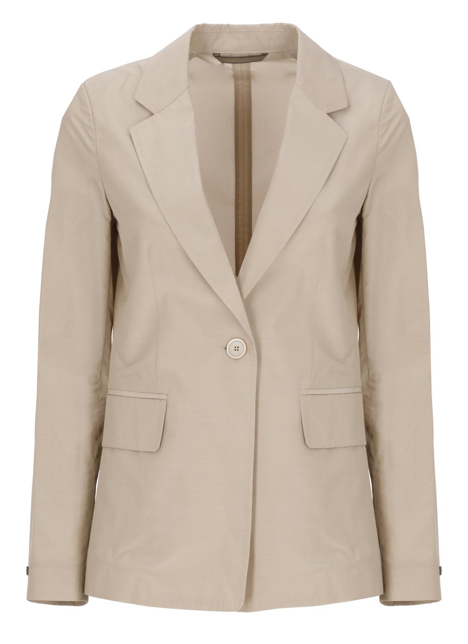 Peserico Beige Wool Single Breasted Blazer Neutraal