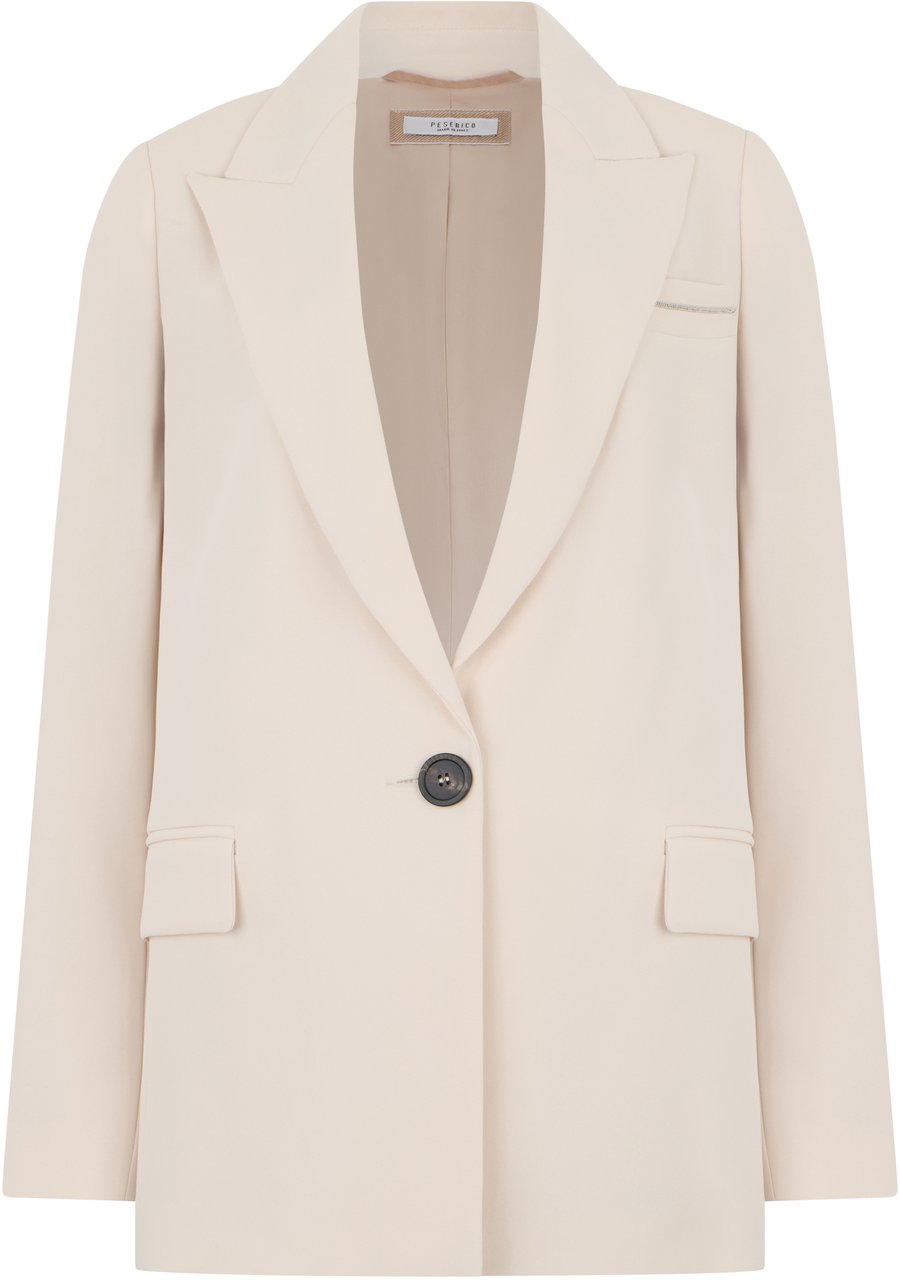 Peserico Elegant sand-colored blazer with buttons and side pockets. Wit