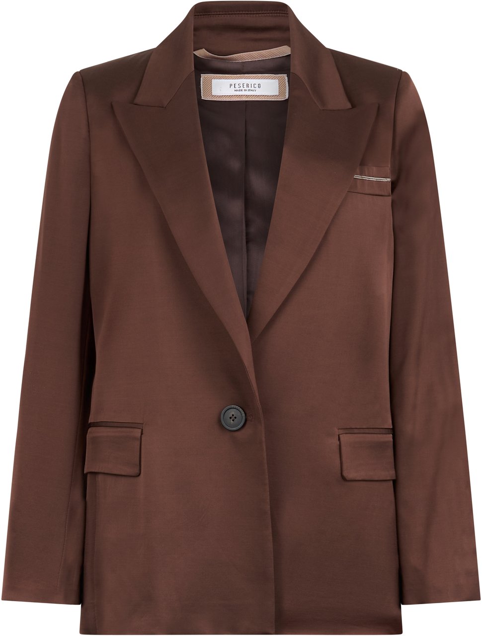 Peserico Elegant brown blazer with a classic cut. Bruin