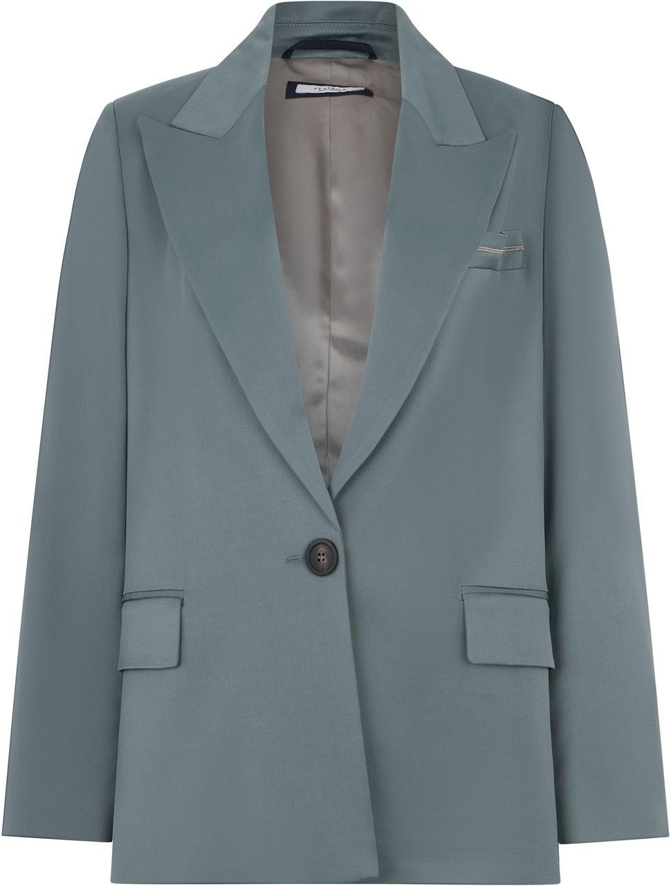 Peserico Gray blazer elegant with pockets and buttons. Groen