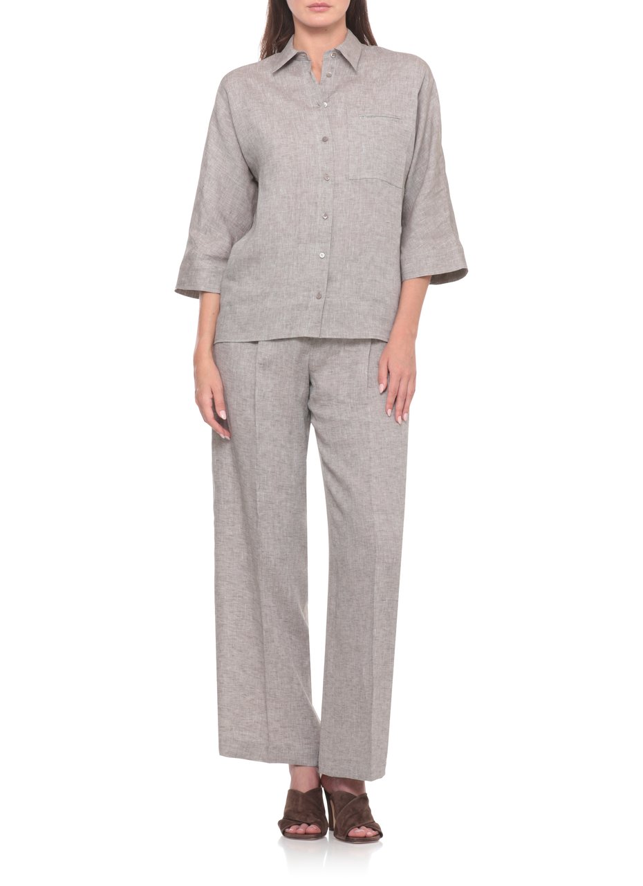 Peserico Brown Light Point Linen Shirt Wit