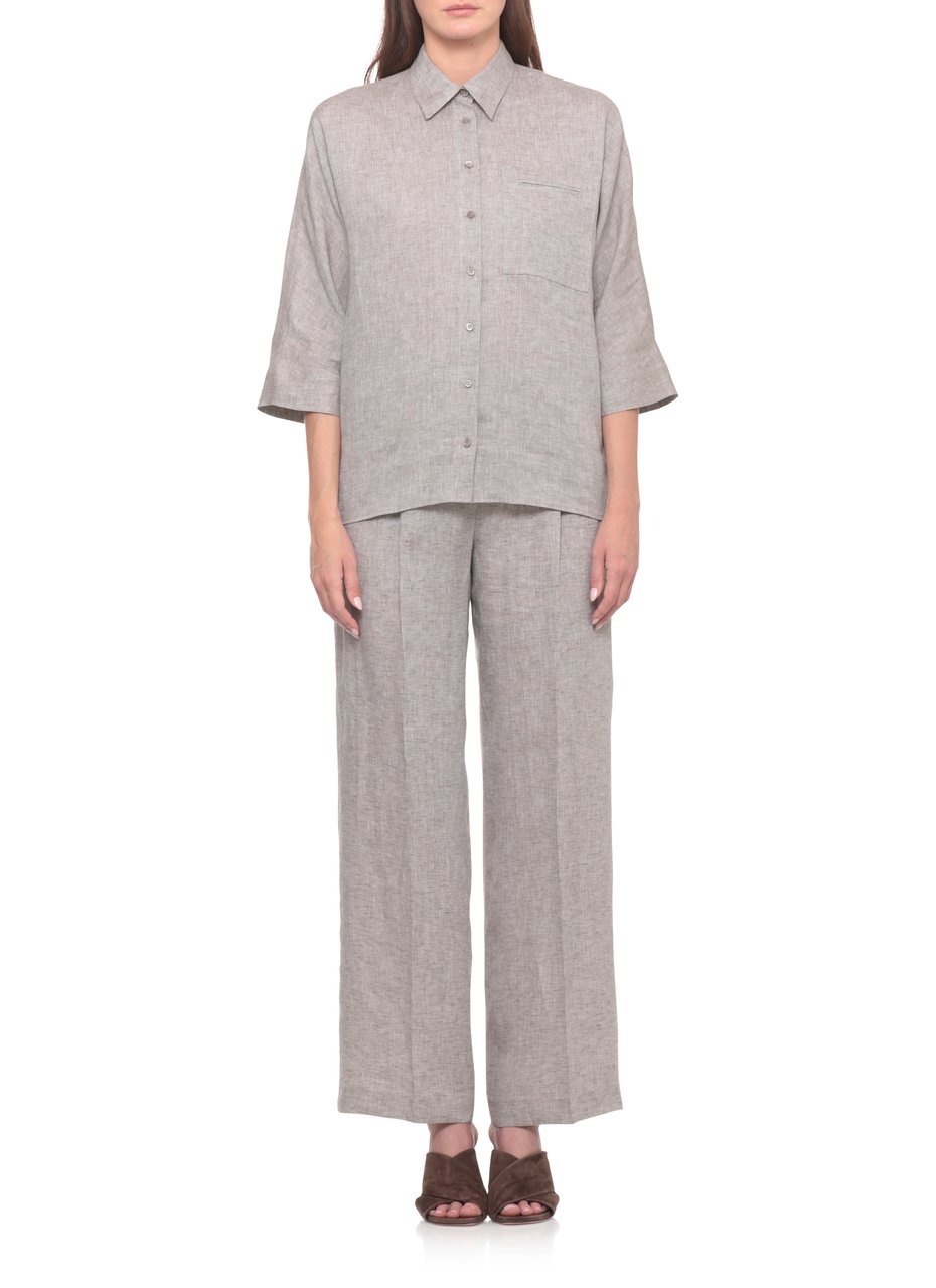 Peserico Brown Light Point Linen Shirt Wit