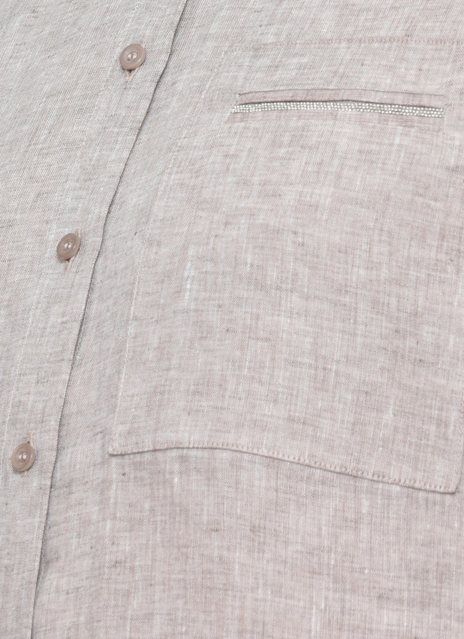 Peserico Brown Light Point Linen Shirt Wit