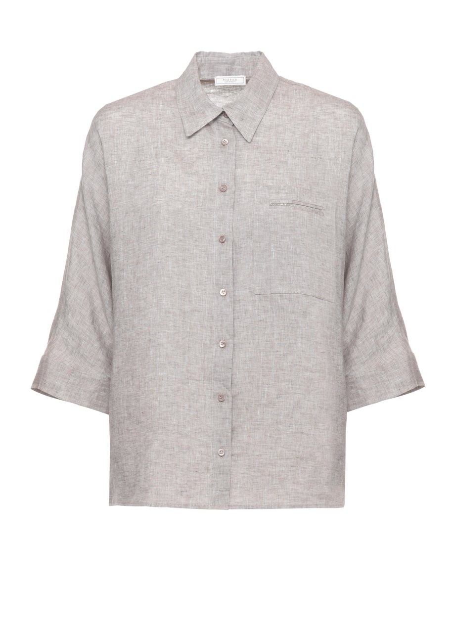 Peserico Brown Light Point Linen Shirt Wit
