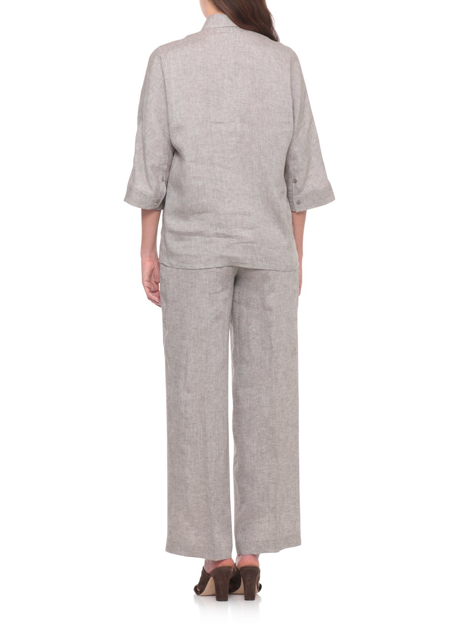 Peserico Brown Light Point Linen Shirt Wit