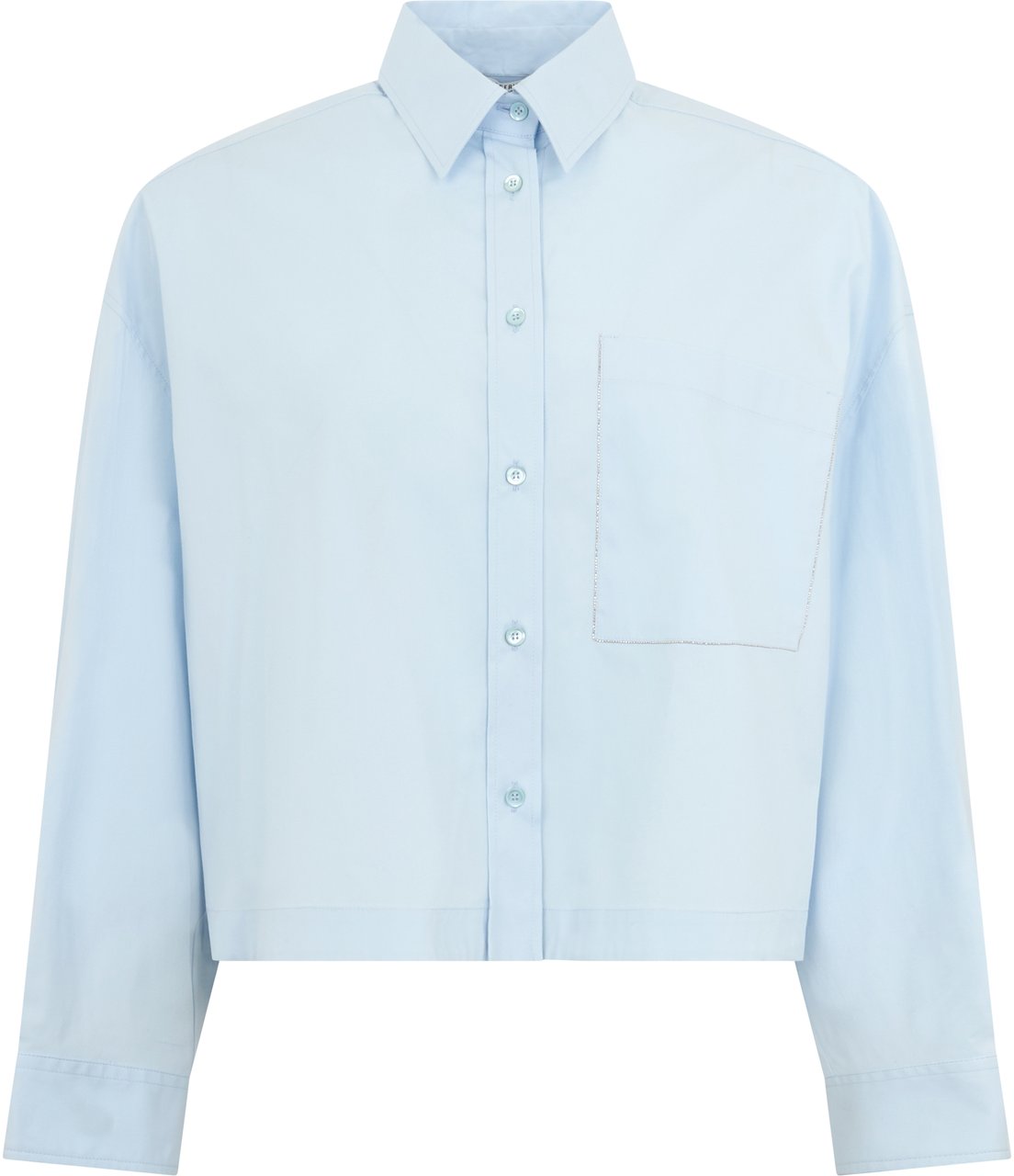 Peserico Elegant blue cropped shirt with long sleeves. Blauw