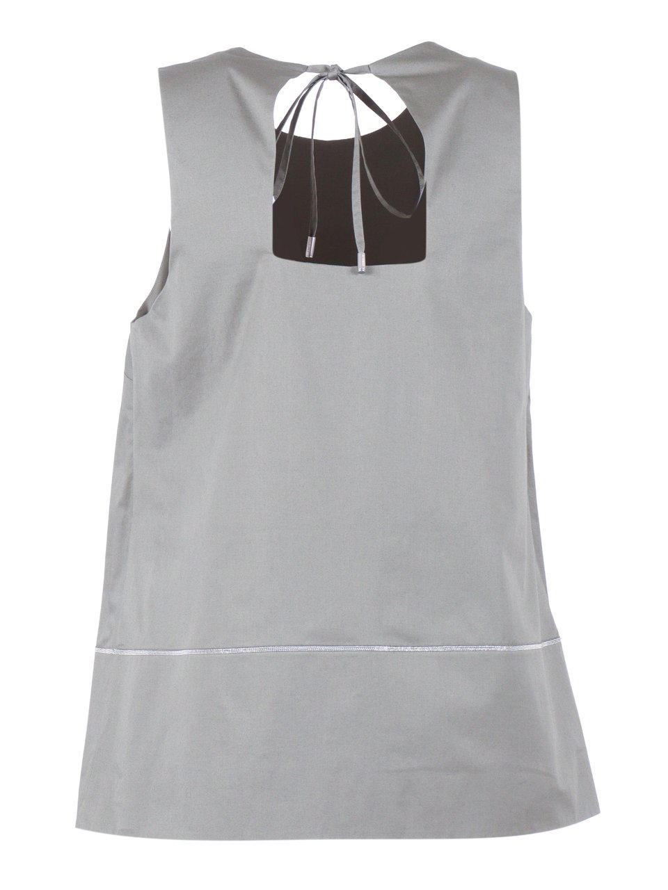 Peserico Grey Sleeveless Decorative Hem Tank Top Grijs