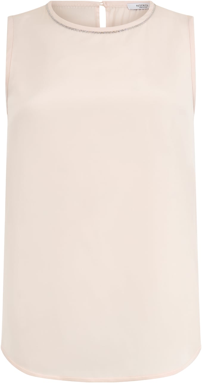 Peserico Sandy colored blouse without sleeves, light and versatile. Neutraal