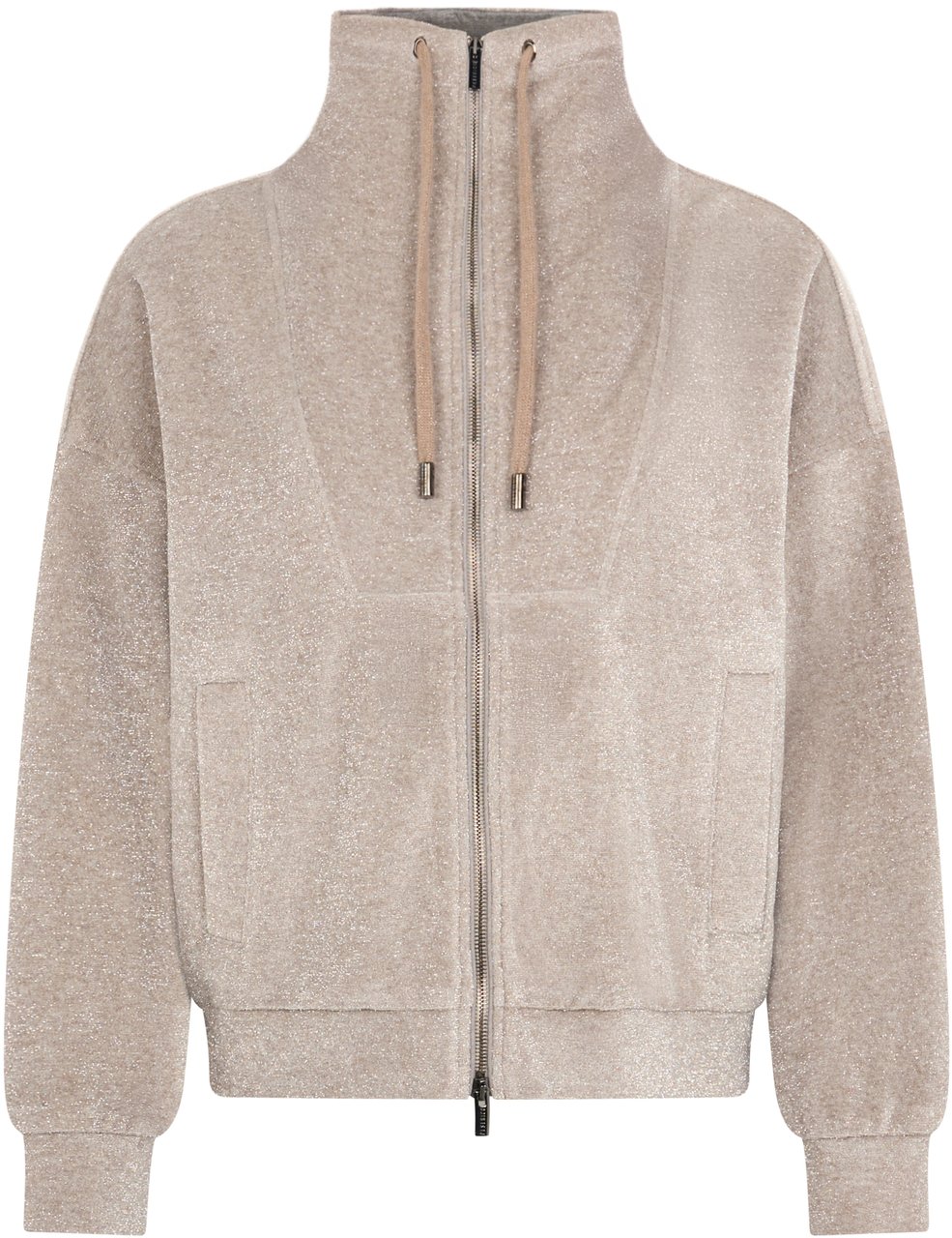 Peserico Beige oversized sweatshirt with zip that offers comfort and style. Beige