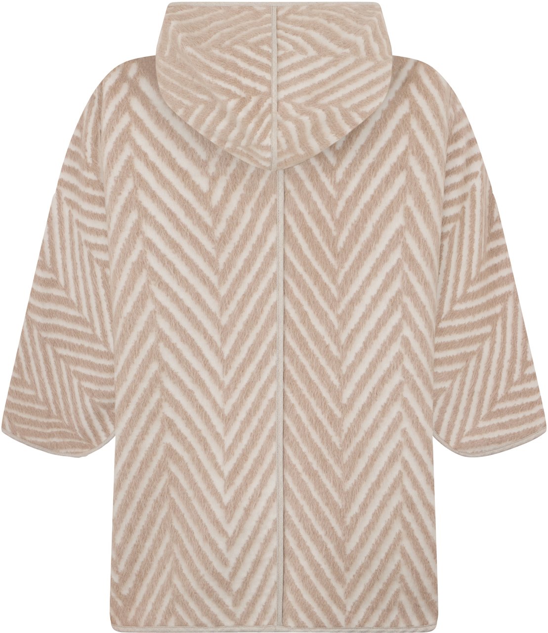 Peserico Beige coat with a wide cut, hood, and pockets. Wit