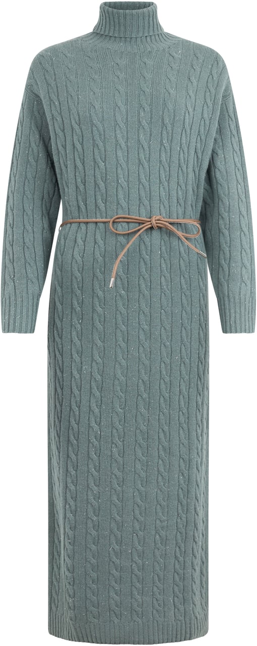 Peserico Long petrol green dress with casual and refined design. Groen