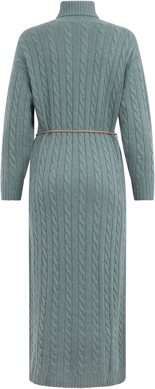 Peserico Long petrol green dress with casual and refined design. Groen