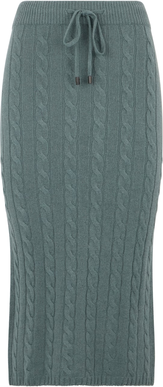 Peserico Long elegant dress in soft petrol-colored fabric. Groen