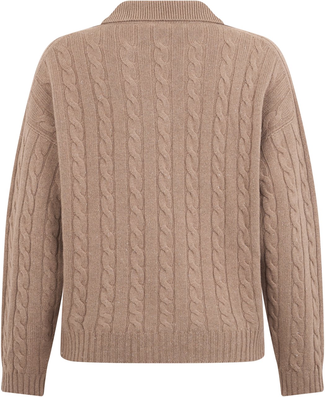 Peserico Casual sweater in mud color with V-neck. Neutraal