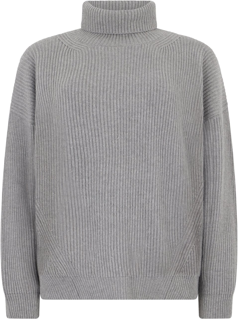 Peserico Gray oversized sweater with high collar. Grijs