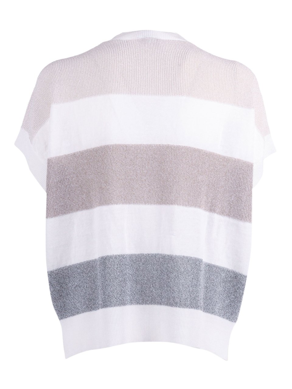 Peserico Striped Metallic Boxy Cropped Sweater Wit