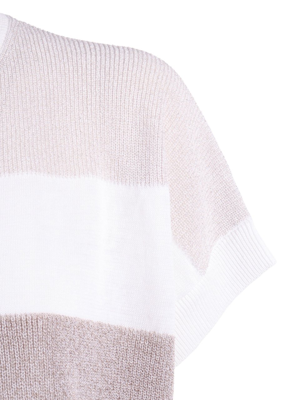 Peserico Striped Metallic Boxy Cropped Sweater Wit