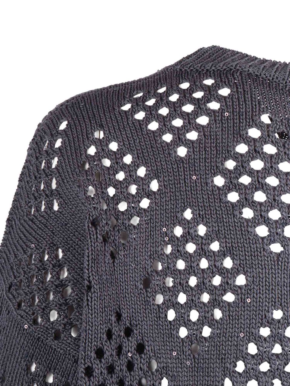 Peserico Textured Diamond Pattern Knitted Sweater Grijs