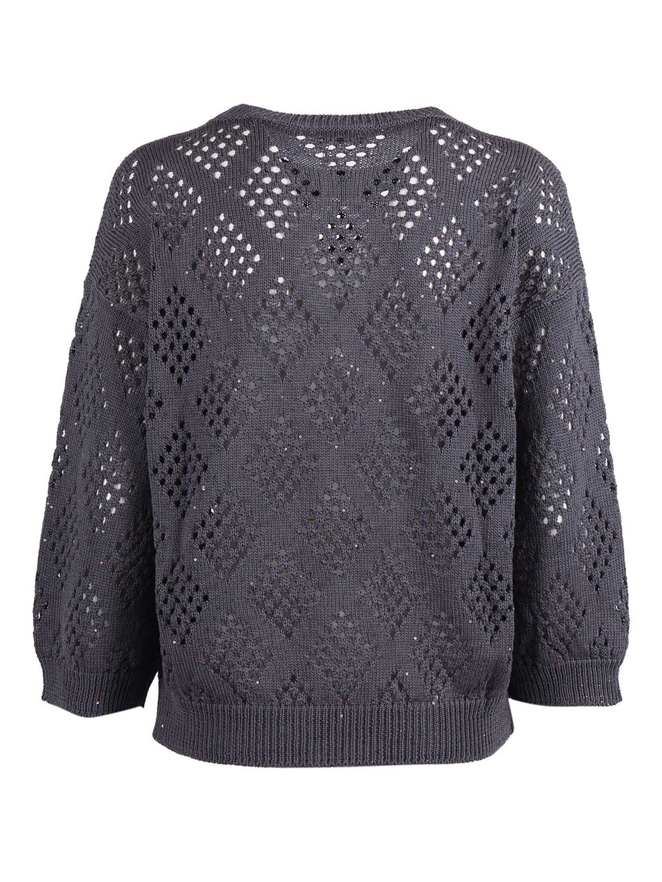 Peserico Textured Diamond Pattern Knitted Sweater Grijs