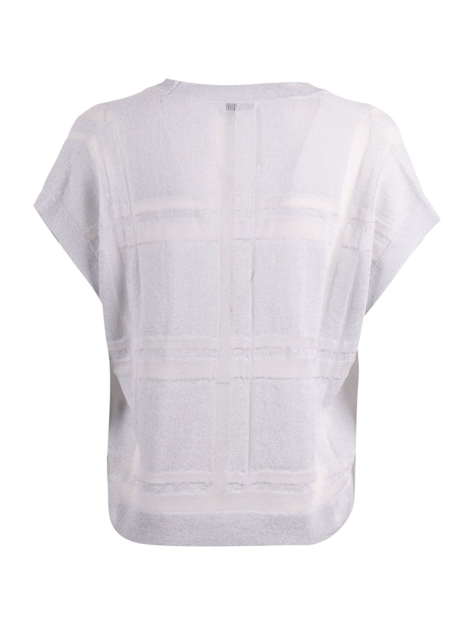 Peserico Checkered Cropped Boxy Knitted Sweater Wit