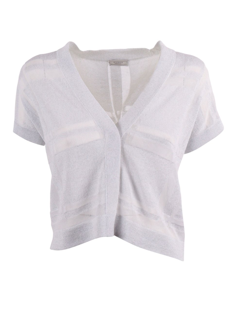 Peserico Checkered Cropped Boxy Knitted Sweater Wit