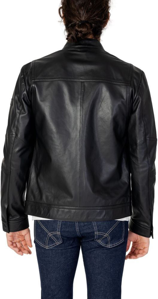 Peuterey Black Lamb Leather Leather Jacket Zwart