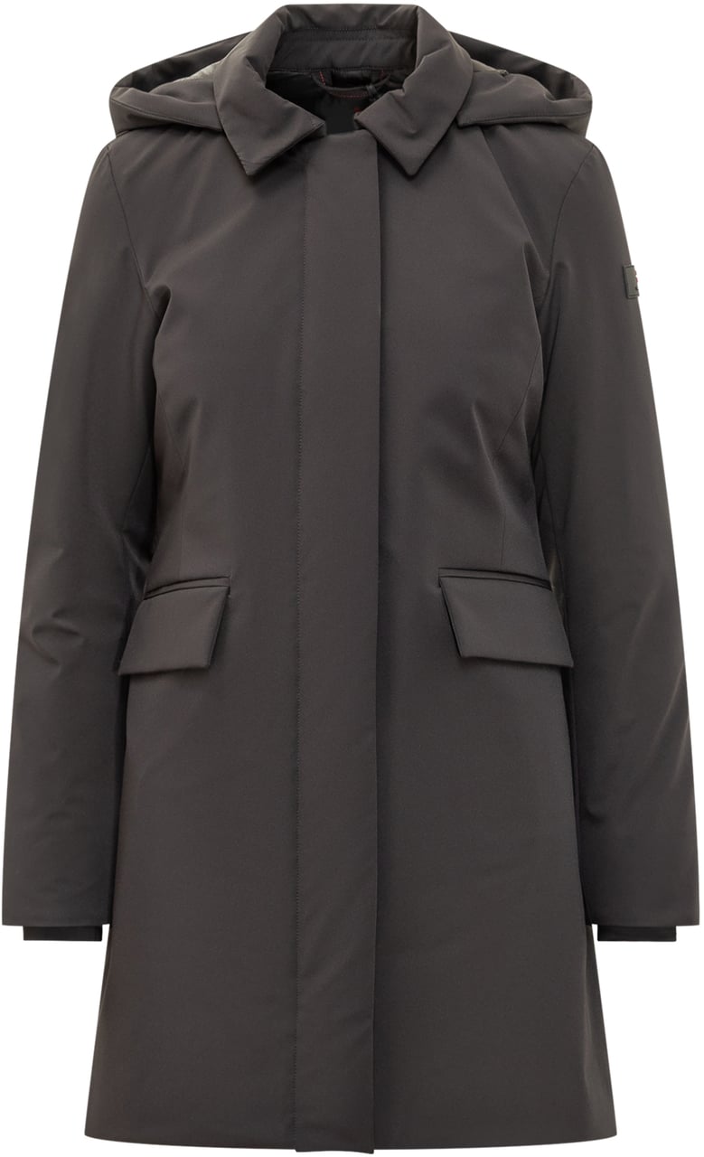 Peuterey Peuterey Cappotto Nero con Cappuccio Zwart