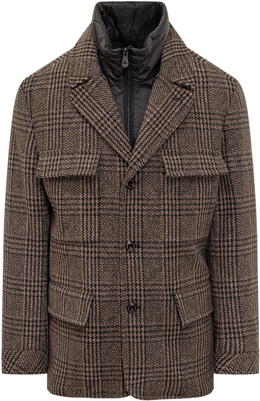 Peuterey Peuterey Cappotto Principe di Galles con Tasche Bruin