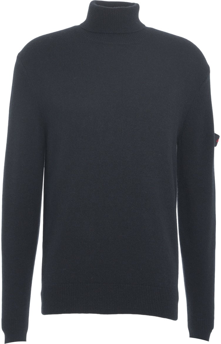 Peuterey Turtleneck sweater with logo detail Blauw
