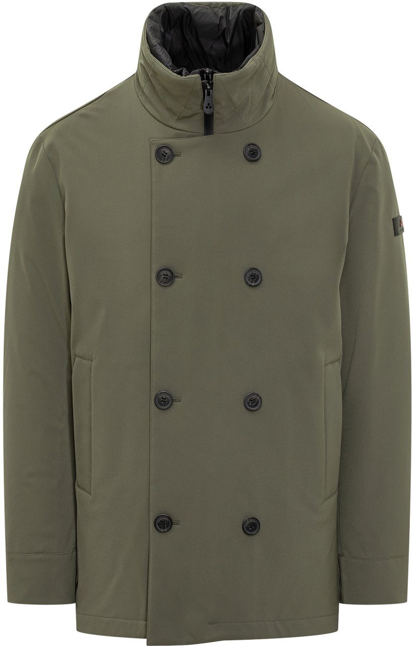 Peuterey Peuterey Giacca Verde Doppiopetto con Collo Alto Groen