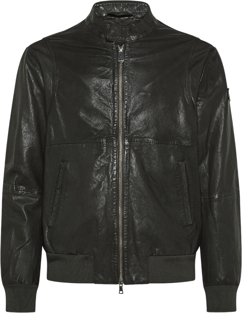 Peuterey Leather Jacket, Biker Grijs