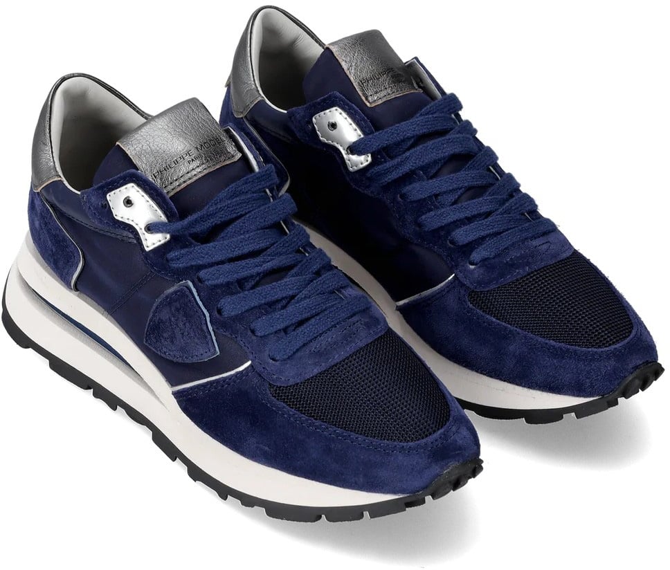 Philippe Model Baskets Tropez High navy spoiler argent Philippe Model femme TKLD W001 Blauw