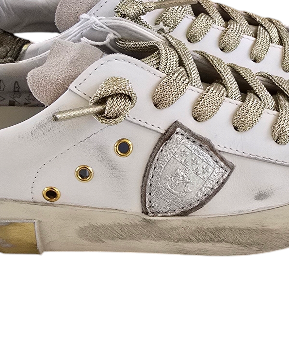 Philippe Model Baskets sneakers Paris cuir blanc spoiler suède kaki Philippe Model Femme PRLD XE07 Divers