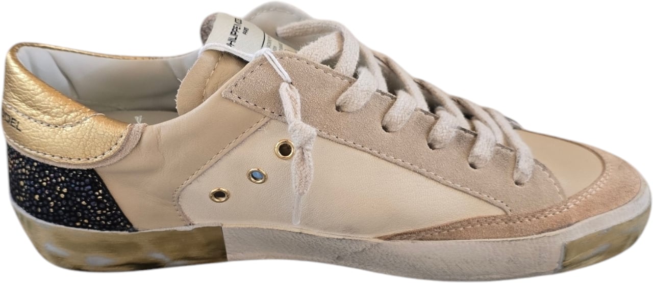 Philippe Model Baskets sneakers Paris cuir écru spoiler gold galucha navy Philippe Model femme PRLD XPM1 Divers