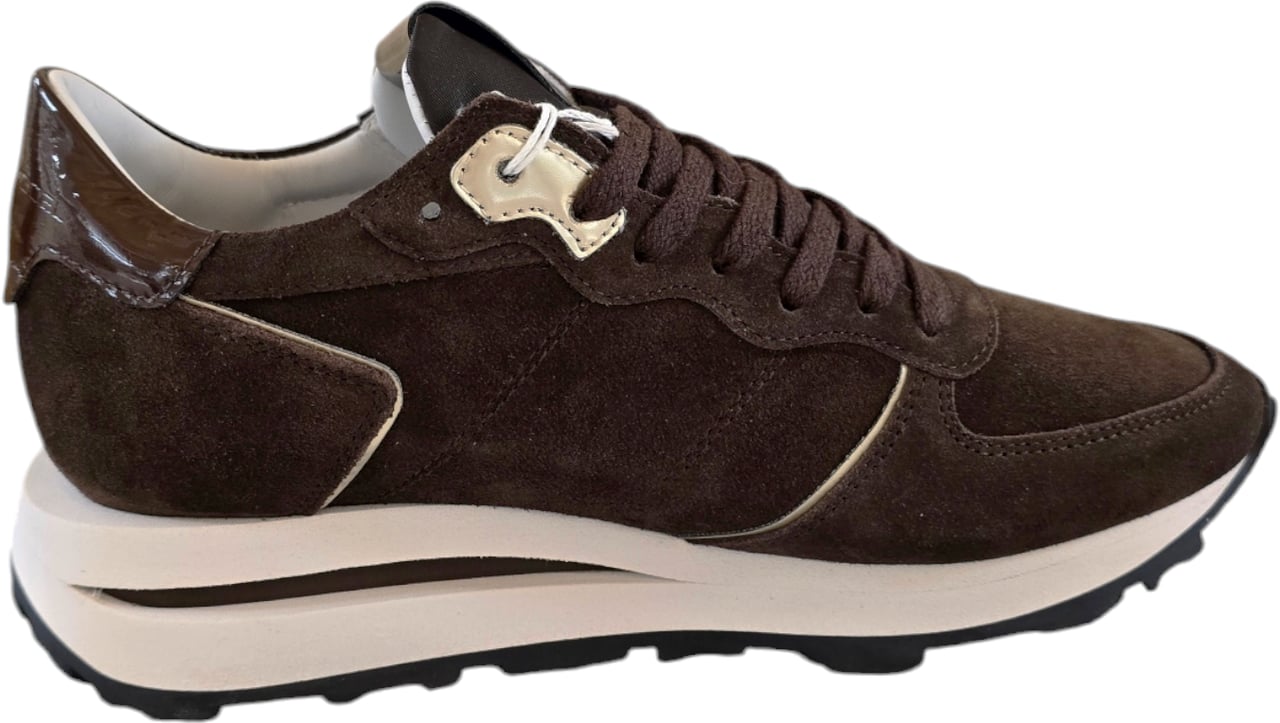 Philippe Model Baskets Tropez High suède spoiler verni chocolat Philippe Model Femme TKLD DM15 Divers
