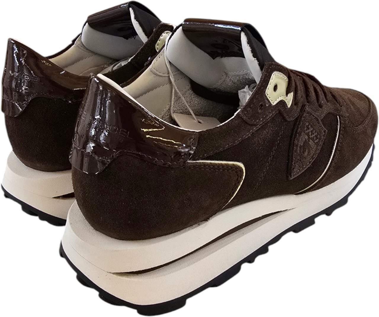 Philippe Model Baskets Tropez High suède spoiler verni chocolat Philippe Model Femme TKLD DM15 Divers