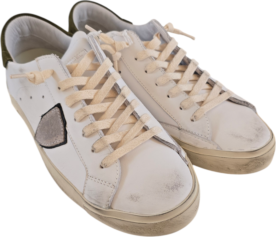 Philippe Model Sneakers cuir blanc logo gris spoiler vert suède Philippe Model Homme baskets PRLU VW35 Divers